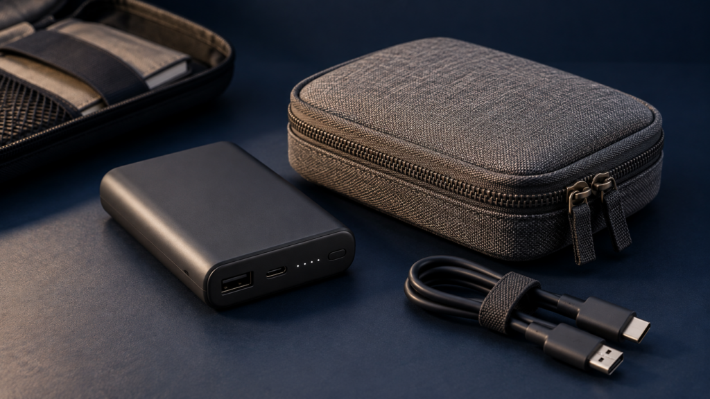 モバイルバッテリーと専用ポーチ